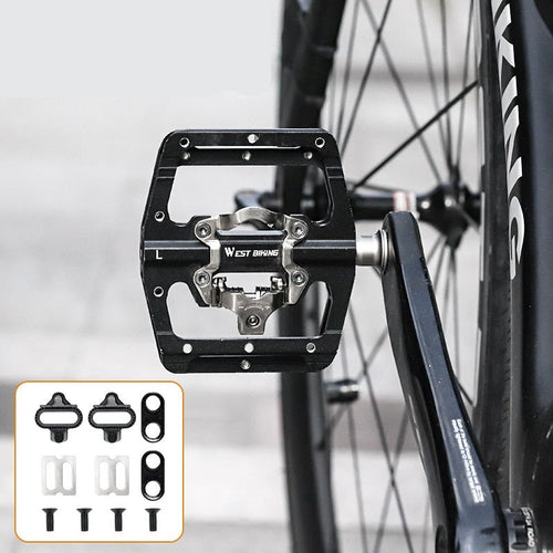 Load image into Gallery viewer, 2 In 1 Bicycle Pedals SPD Self-Locking Pedal 3 Bearings MTB Road Bike Anti-slip Flat Pedals Cycling Part Accessories
