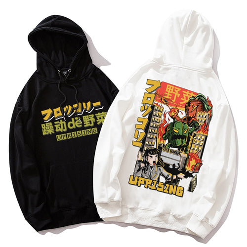 Load image into Gallery viewer, Men Hip Hop Japanese Harajuku Cartoon Monster  Streetwear  Tops  Cotton  Oversized HipHop Hoodies, Sweatshirts
