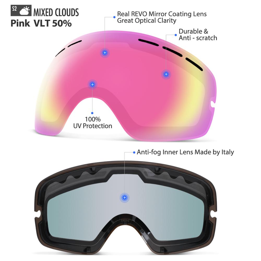 Kids goggles Replacement Lens Only Small Size Children Double anti-fog UV400 Skiing Girls Boys For Snowboard goggles For GOG-243