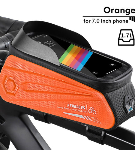 Reflective Bicycle Bag Sensitive Touch Screen 7.0 Inch Cycling Phone Bag Waterproof MTB Road Bike Tube Frame Bags