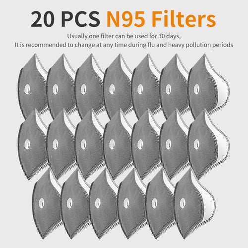 Load image into Gallery viewer, Filter and Breathing Valves for Cycling Mask Replacement Activated Carbon PM2.5 Anti-Pollution Protection Face Mask
