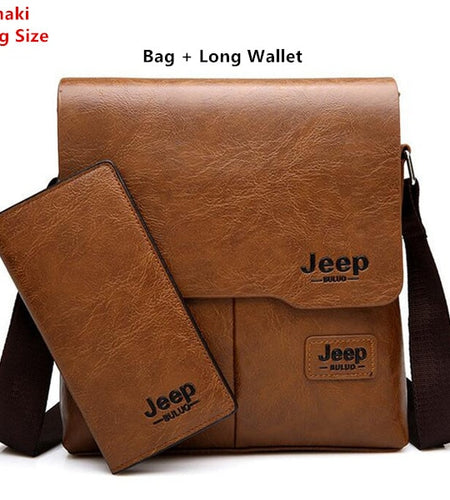 Man's Bag 2PC/Set Men Leather Messenger Shoulder Bags Business Crossbody Casual Bags Famous Brand Male Drop Shipping