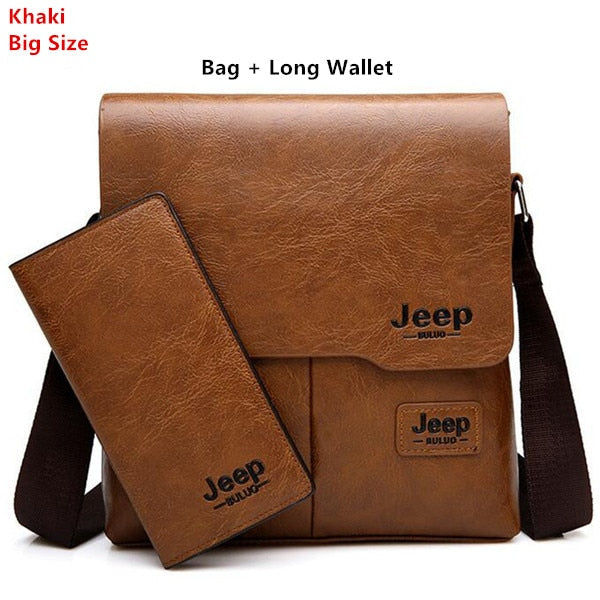 Man's Bag 2PC/Set Men Leather Messenger Shoulder Bags Business Crossbody Casual Bags Famous Brand Male Drop Shipping