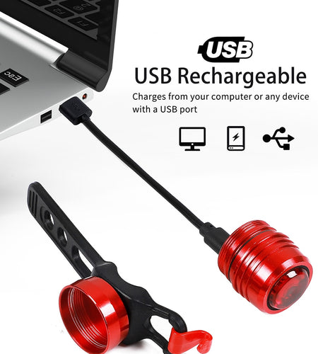 Bicycle Light USB Rechargeable Waterproof Safety Warning Flashlight Bike Lamp Running Helmet Cycling Rear Taillight