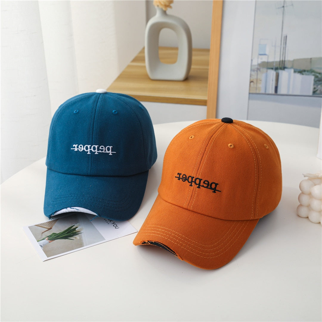 Fashion Women Baseball Cap Kpop Style Letter Embroidery Holes Cap For Women High Quality Female Streetwear Outdoor Hat