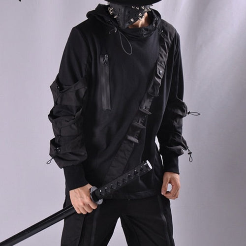 Load image into Gallery viewer, Harajuku Dark Hoodie Sweatshirt Men Multi-pocket Cotton Functional Pullover Hip Hop Streetwear Cool Hoodies Techwear WB375
