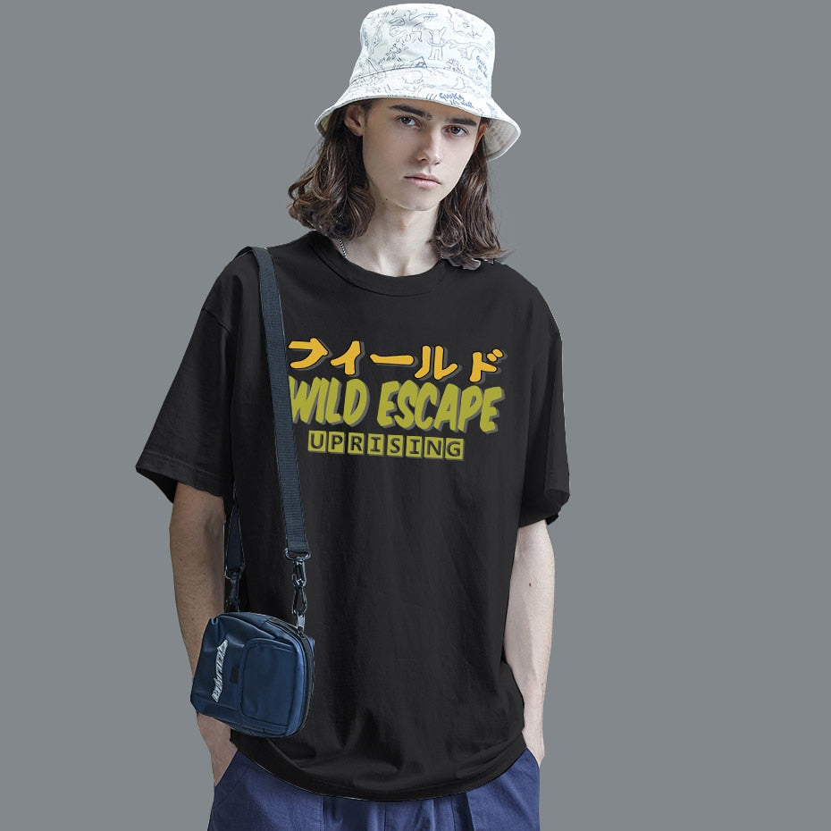 Wild Escape Carrot Attack Human Hip Hop Personality Street Short Sleeve T-shirt Men's Trend Original