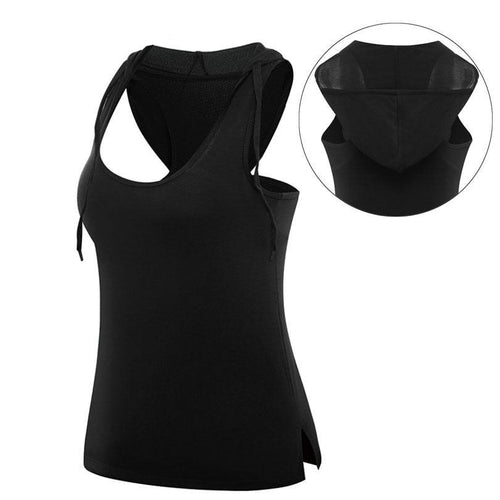 Load image into Gallery viewer, Hooded Sleeveless Quick Dry Shirt-women fitness-wanahavit-Black-S-wanahavit
