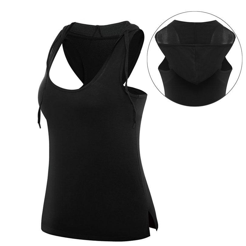 Hooded Sleeveless Quick Dry Shirt-women fitness-wanahavit-Black-S-wanahavit