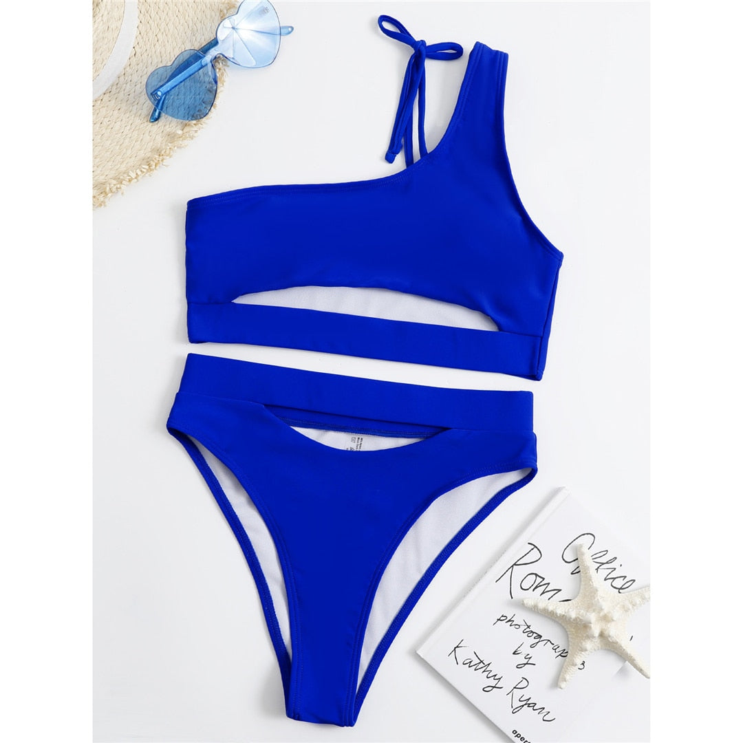 3 Colors Tummy Cut out Female Swimsuit High Waist Bikini Women Swimwear Two-pieces Bikini set Bather Bathing Suit Swim V2549B