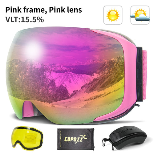 Load image into Gallery viewer, Magnetic Ski Goggles with 2s Quick-Change Lens and Case Set UV400 Protection Anti-Fog Snowboard Ski Glasses for Men Women
