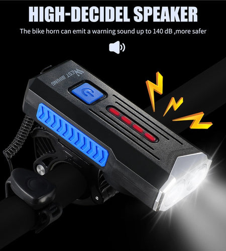 1000 Lumens Bike Light 140db Horn Bell USB Rechargeable Headlight Tailight Waterproof LED Cycling Front Rear Lamp