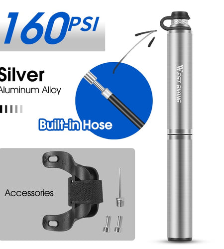 Portable Mini Bike Pump High Pressure With Hose Mountain Road Bicycle Schrader Presta Valve Alloy Cycling Inflator