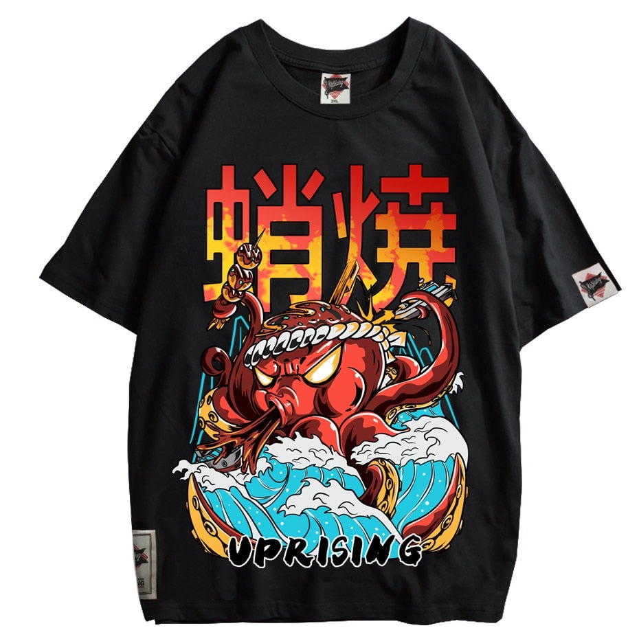 Hip Hop T Shirt Streetwear Oversized Funny Octopus Men Harajuku T-Shirt Japanese Style Summer Tops Tees Cotton anime Tshirt