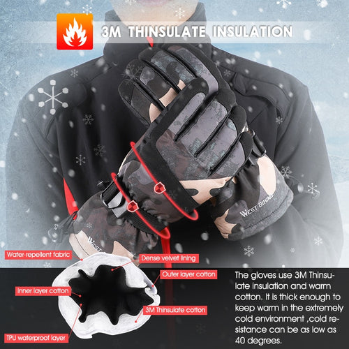 Load image into Gallery viewer, Ski Snowboard Gloves 3M Thinsulate Winter Warm Motorcycle Cycling Gloves Waterproof Touchscreen Snowmobile Mittens
