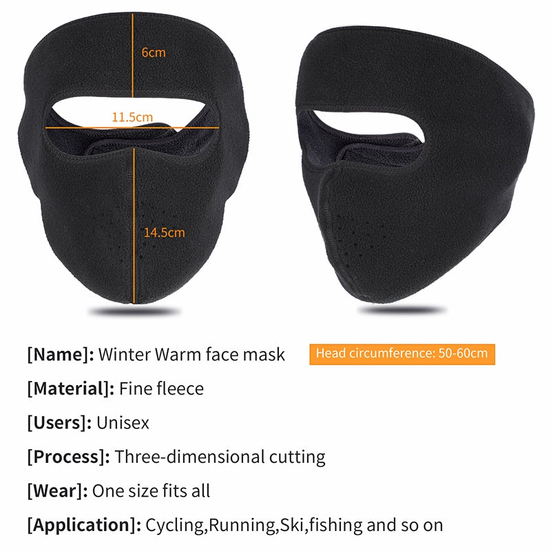 Winter Warm Face Cover Windproof Protective Mascarillas Men Women Cycling Ski Fishing Running Sport Bike Headwear