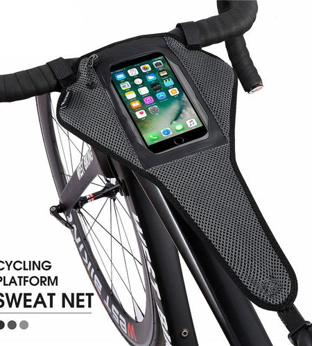 Bike Trainer Sweatbands With Phone Pouch Case Home Exercise Cycling Sweat Absorb Guard MTB Road Bicycle Accessories