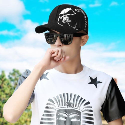 Load image into Gallery viewer, Embroidered Skull Cap For Men Cotton Sports Baseball Caps Fashion Black Pattern Women Snapback Army Male Cap Hip Hop Bone
