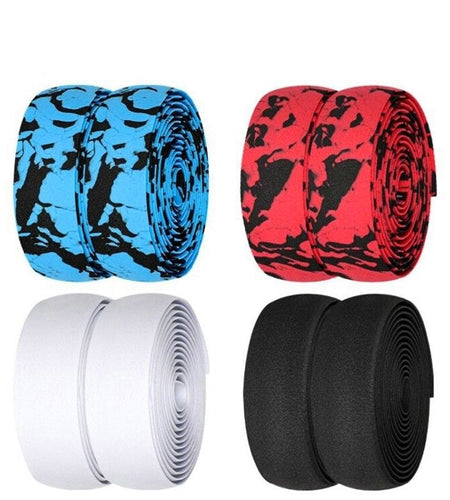 2pcs Bicycle Handlebar Tape Camouflage Anti-Slip Damping Cycling Road Bike Handle Belt Wraps with Bar End Plugs