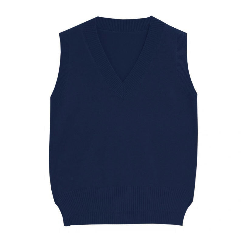 Women Sweater Vest Autumn V-neck Knit Pullover Solid Simple Slim All-match Casual Korean Sleeveless Vintage Vest