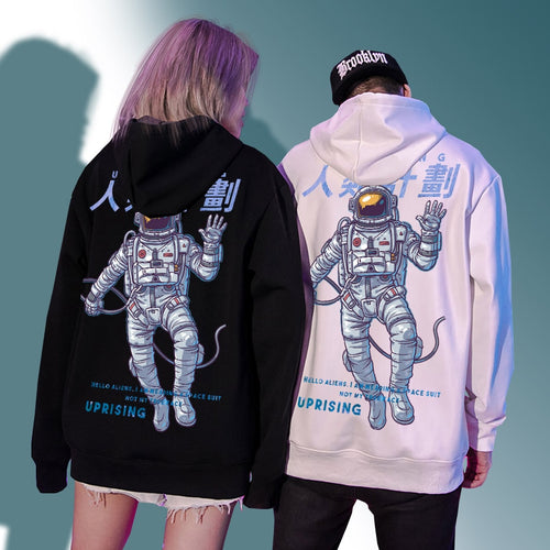 Load image into Gallery viewer, Hoodie Sweatshirt Mens Black Polyester Casual Astronaut  Male LONG Sleeve O-neck Tops New Design Hoodie  Men
