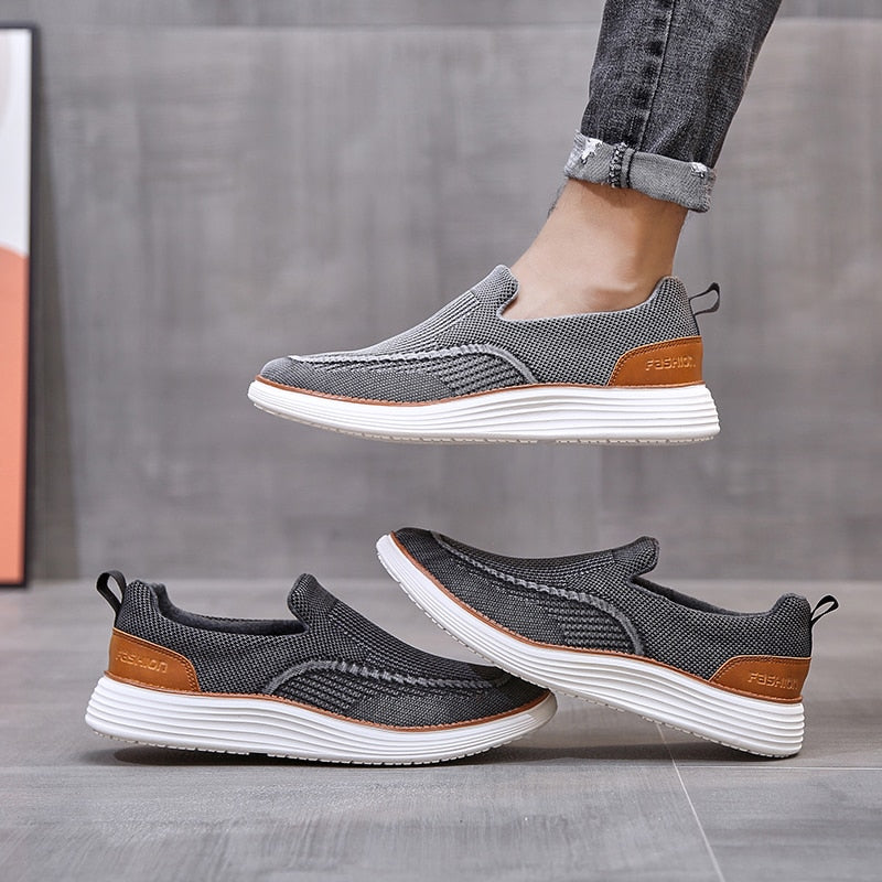 Autumn Men's Mesh Boat Shoes Breathable Fashion Casual Shoes Soft Driving Shoes Lightweigh Slip-On Loafers Zapatos Hombre