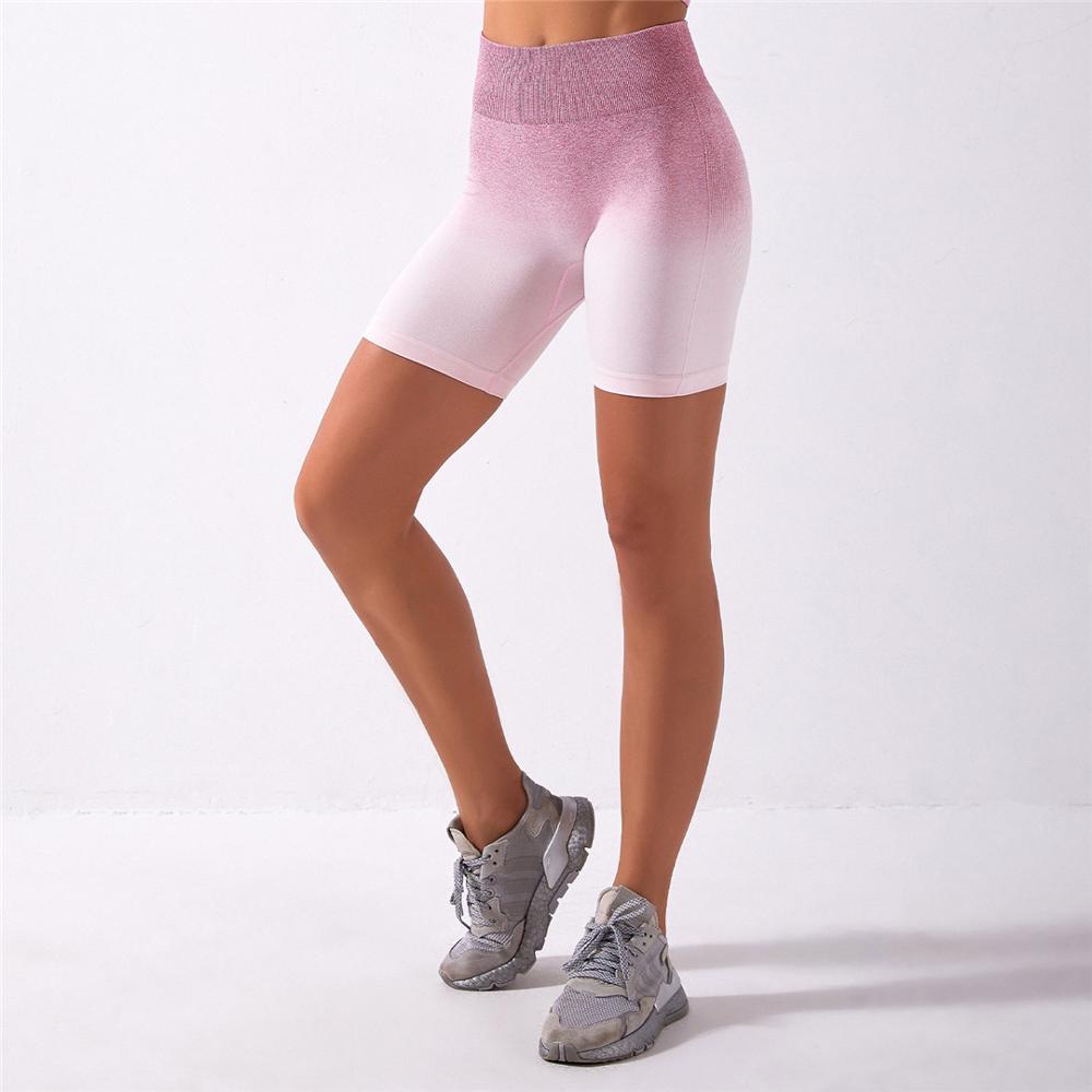 Ombre High Waist Sport Shorts Women Sport Workout GYM Running Yoga Shorts Push Up Hip Super Stretchy Fitness Shorts A014S