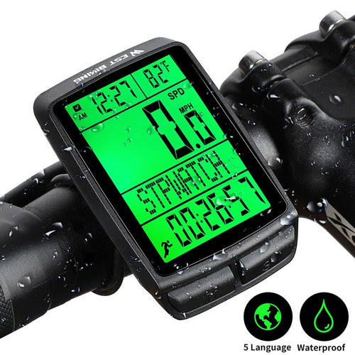 Load image into Gallery viewer, Waterproof 5 Language Bicycle Wireless Computer Cycling Odometer MTB Bike Stopwatch LED Screen Digital Speedometer
