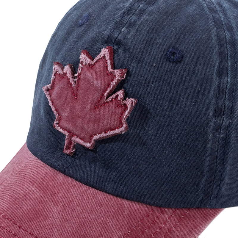 Unisex Washed Cotton Vintage Cap Canada Big Maple Leaf Embroidery Baseball Cap Men And Women Outdoor Sports Hats