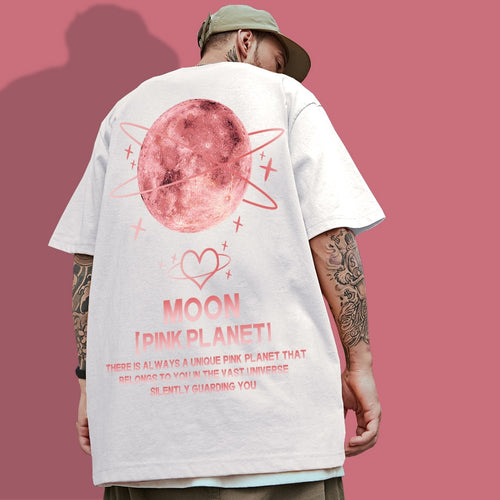 Load image into Gallery viewer, PINK HIP HOP Men T Shirt Cotton tShirt O-Neck Short-Sleeve New Style Dawn with the Moom D Gray Man Women T-Shirt
