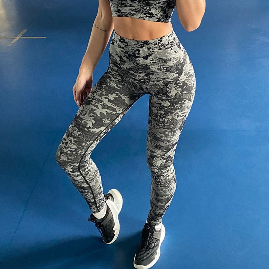Women's Seamless Tights Yoga Pants Camouflage High Elastic Push Up Running Gym Leggings Sport Workout Fitness Leggings A034P