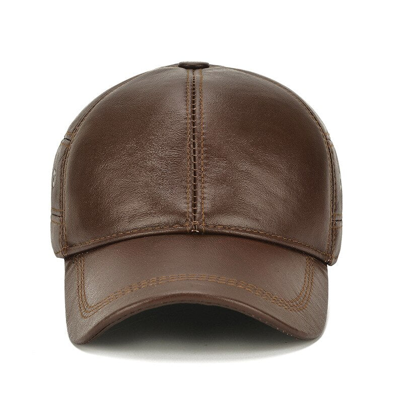 Solid Genuine Leather Hat Snapback Men's Caps Winter Baseball Cap Male Gorras Hombre Outdoor Dad Hat for Adult