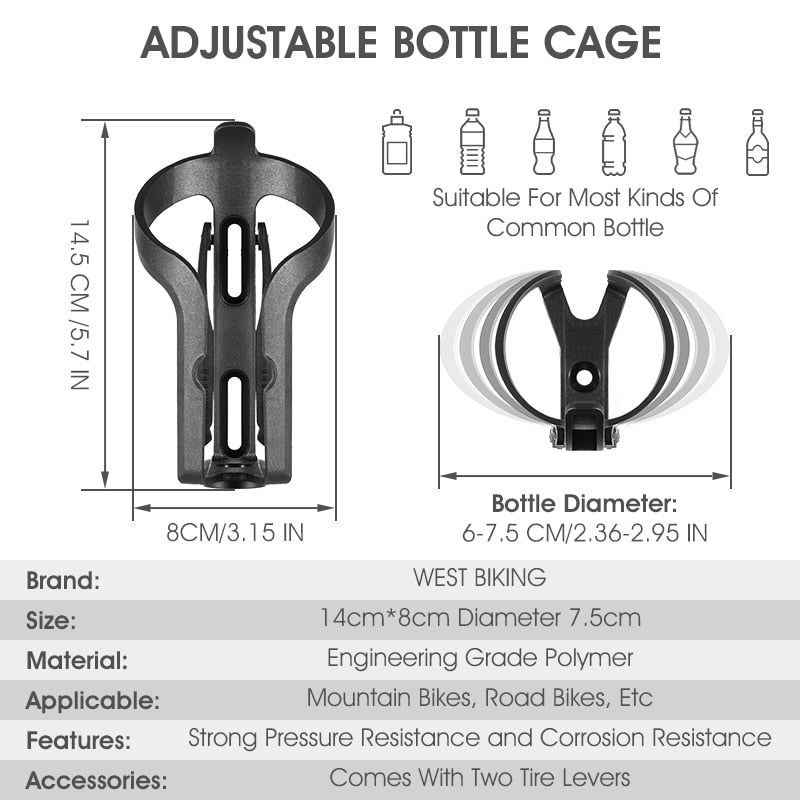 2 in1 Bicycle Water Bottle Cage With 2 Tire Levers MTB Road Bike Bottles Cage Drink Cup Holder Cycling Accessories