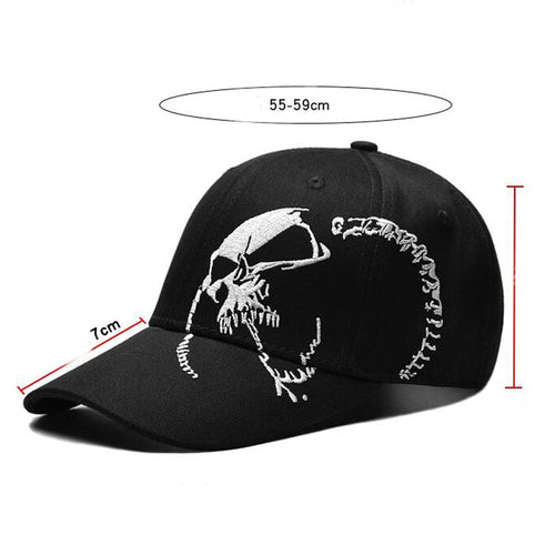 Load image into Gallery viewer, Embroidered Skull Cap For Men Cotton Sports Baseball Caps Fashion Black Pattern Women Snapback Army Male Cap Hip Hop Bone
