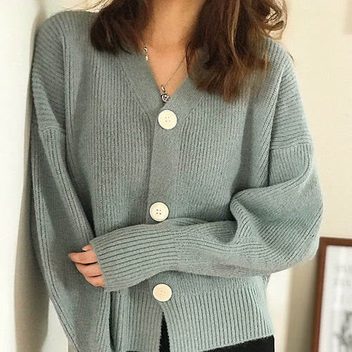 Load image into Gallery viewer, Elegant Women Cardigan Sweater Fashion V Neck Autumn Long Sleeve Knitted Jacket Designed Button Up Fall Ladies Sweater Coat
