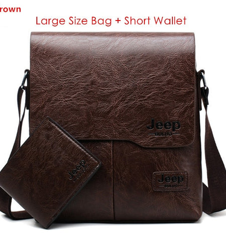 Man's Bag 2PC/Set Men Leather Messenger Shoulder Bags Business Crossbody Casual Bags Famous Brand Male Drop Shipping