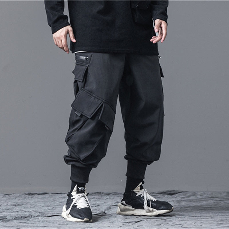 Winter Fleece Harem Pants Men Streetwear Joggers High Street Pockets Male Streetwear Black Harajuku WB029