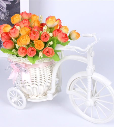 17 Style Flower Decoration with Rattan Vase-home accent-wanahavit-A light orange-wanahavit