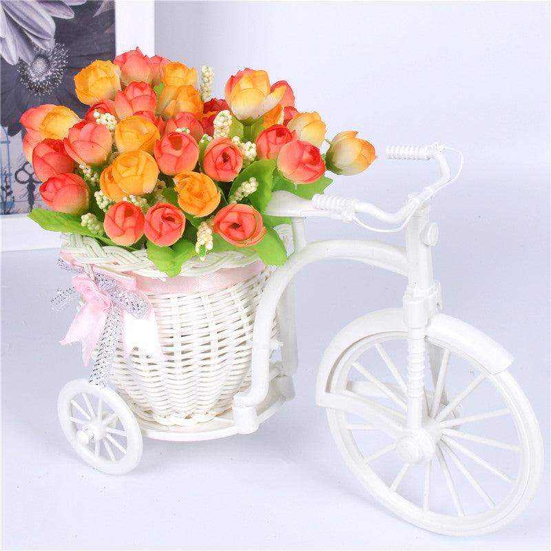 17 Style Flower Decoration with Rattan Vase-home accent-wanahavit-A light orange-wanahavit