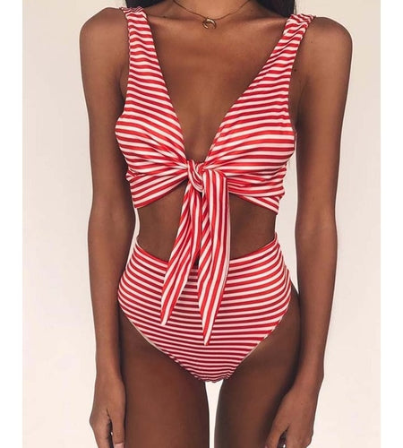High Waist Striped Print Ribbon Bikini-women fitness-wanahavit-CH18002RT-S-wanahavit