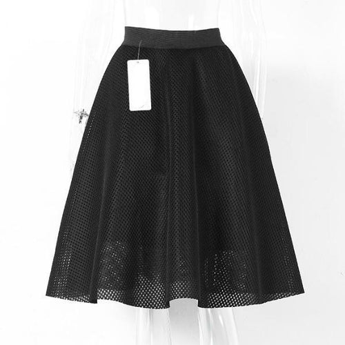 Load image into Gallery viewer, Casual Hollow Out Solid Color Knee Length Skirt-women-wanahavit-Black-One Size-wanahavit
