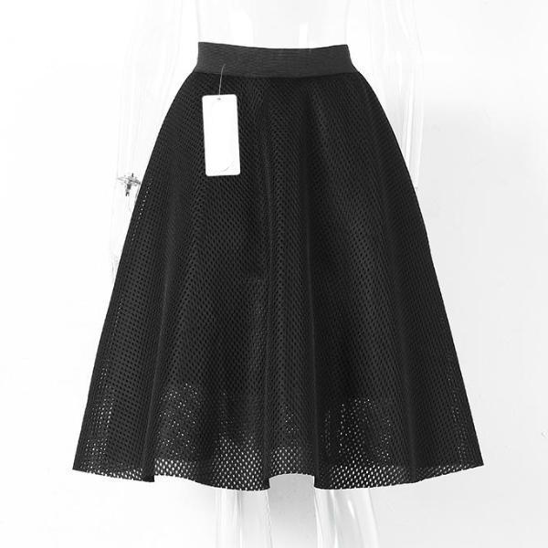 Casual Hollow Out Solid Color Knee Length Skirt-women-wanahavit-Black-One Size-wanahavit