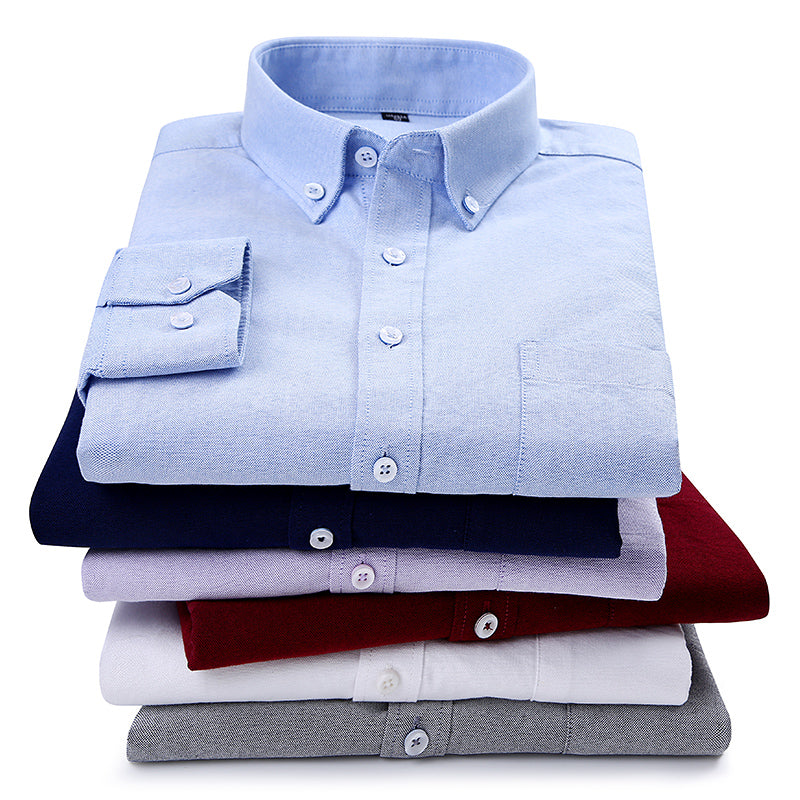 High Quality Solid Cotton Long Sleeve Shirt #652XX-men-wanahavit-65201-S-wanahavit