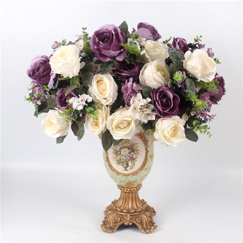 Load image into Gallery viewer, 13 Heads Realist Peony Silk Rose Bouquet-home accent-wanahavit-champagne-wanahavit
