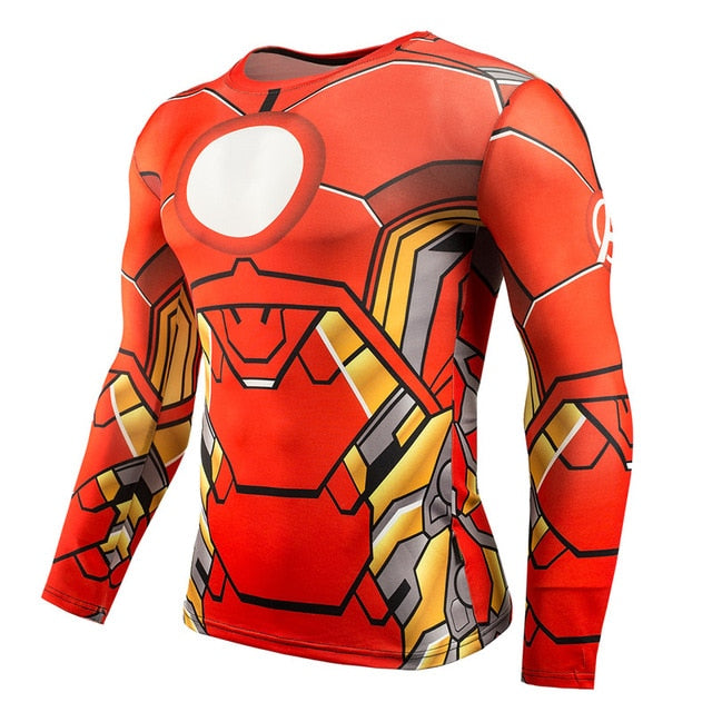 Marvel & DC Superheroes Suit Compression Long Sleeve Shirts-men fitness-wanahavit-TC101-Aisan S-wanahavit