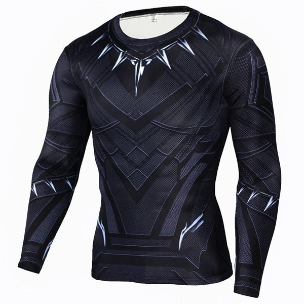 Marvel & DC Superheroes Suit Compression Long Sleeve Shirts-men fitness-wanahavit-TC105-Aisan S-wanahavit