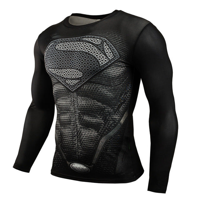 Marvel & DC Superheroes Suit Compression Long Sleeve Shirts-men fitness-wanahavit-TC25-Aisan S-wanahavit