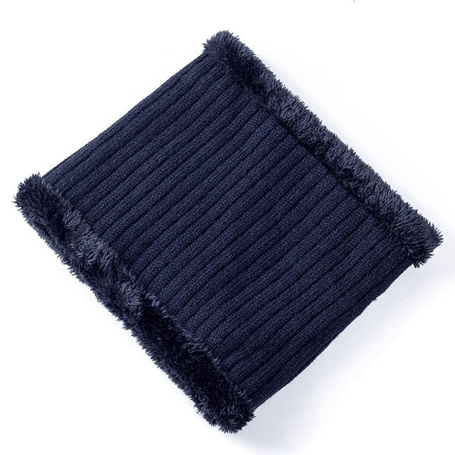 Unisex Stylish Add Fur Lined With Brim Soft Beanie Outdoor Knitted Woolen Warm Winter Cap