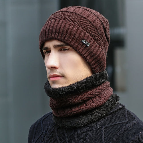 Load image into Gallery viewer, Unisex Fur Lined Outdoor Knitted Woolen Warm Winter Cap
