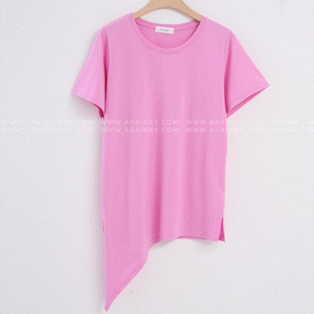 Load image into Gallery viewer, Irregular knot cotton Split Short Sleeves Casual Tees
